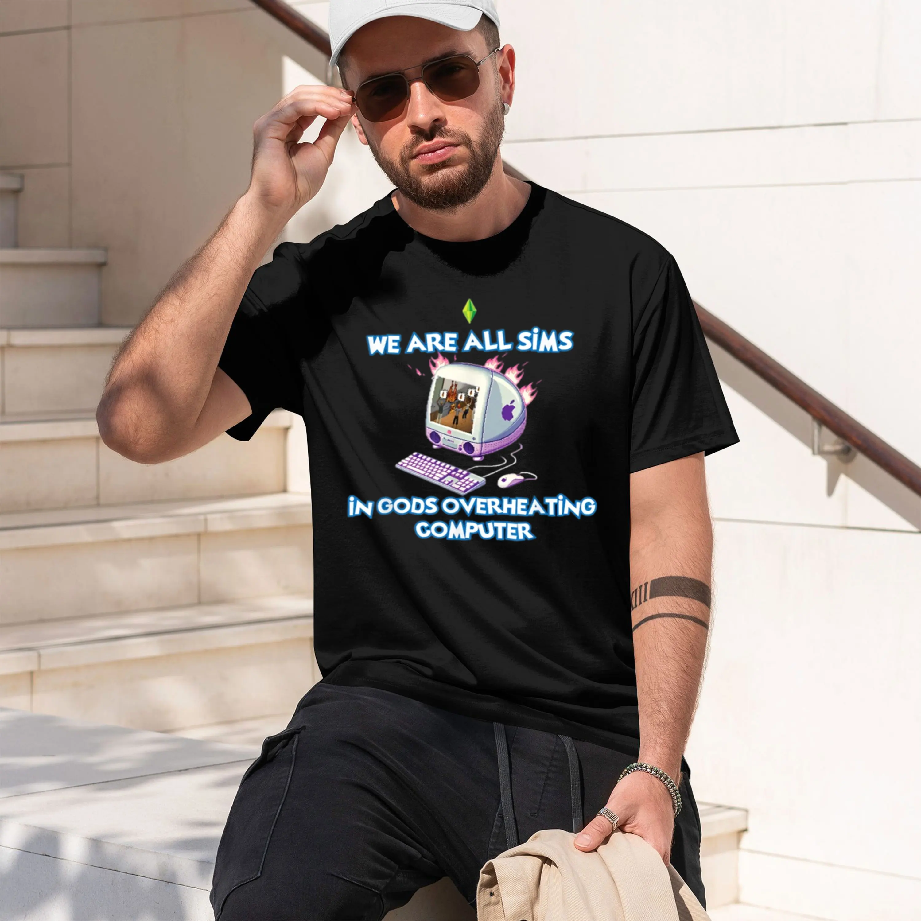 We Are All Sims In Overheating Computer Men T Shirts High Quality Men's Clothing Deals Gift Cl 2026 New Model Short-sleeve crewn