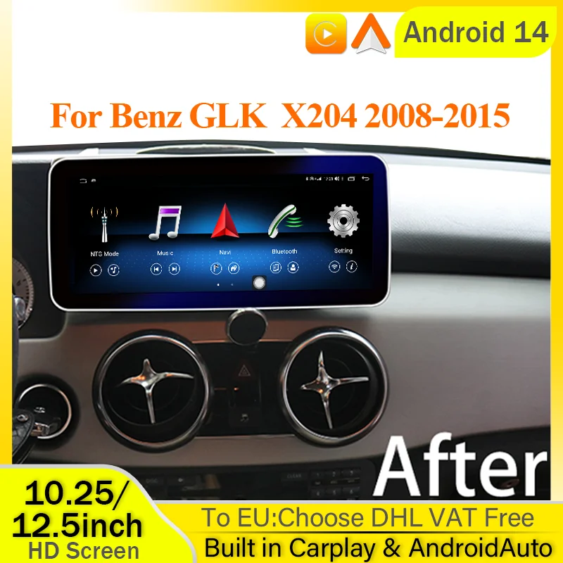 

Android14 Car Video Radio Stereo Multimedia Player Touch Screen For Mercedes Benz GLK Class X204 GPS Navigation Carplay Auto