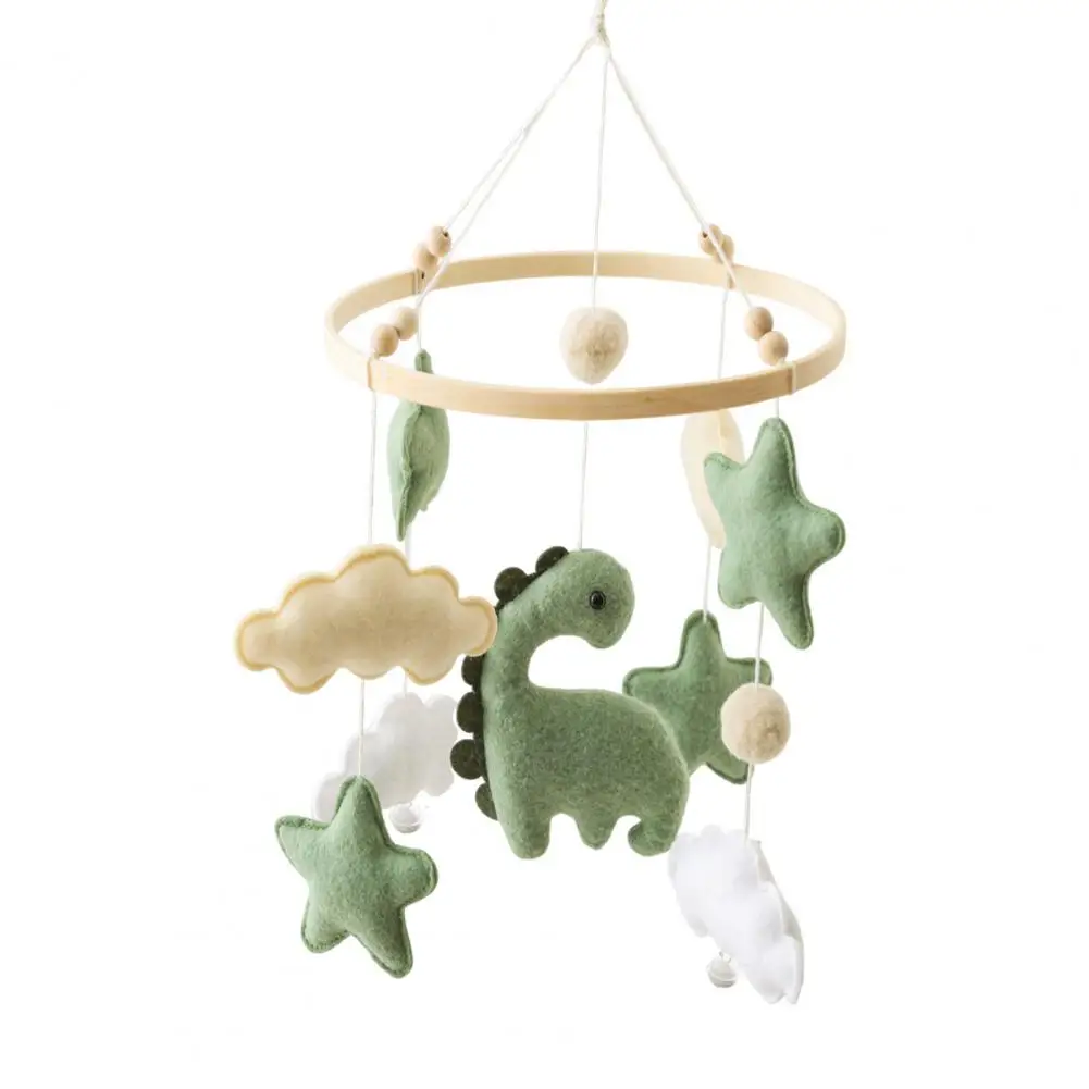 Baby Crib Mobile Dinosaur Cloud Stars Nursery Decor Handmade Felt Hanging Bed Bell for Newborns Boys Girls