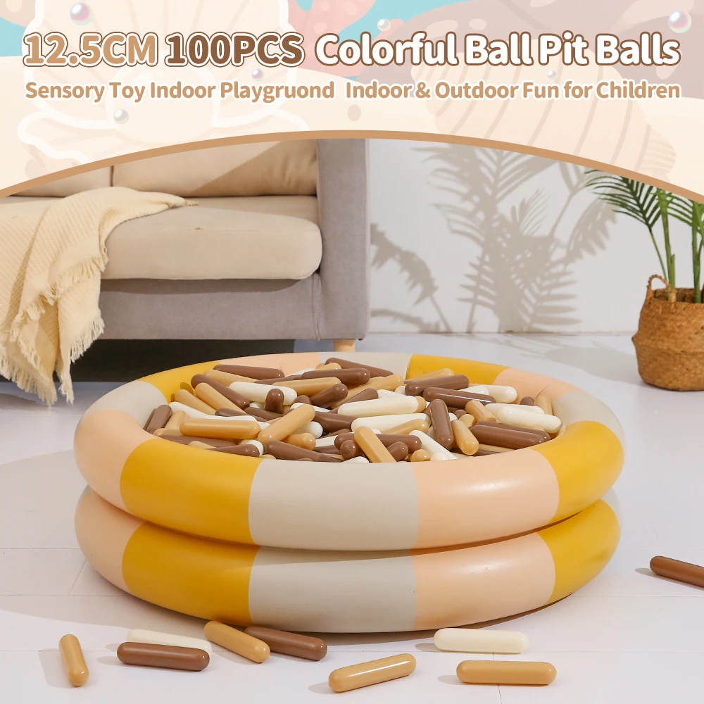 Kulki do basenu COLOBOBO 12,5 cm 100 szt. Kolory: mleczny beż i kawowy brąz, do zabawy w domku, namiotach, na zewnątrz, na urodziny lub Boże Narodzenie.