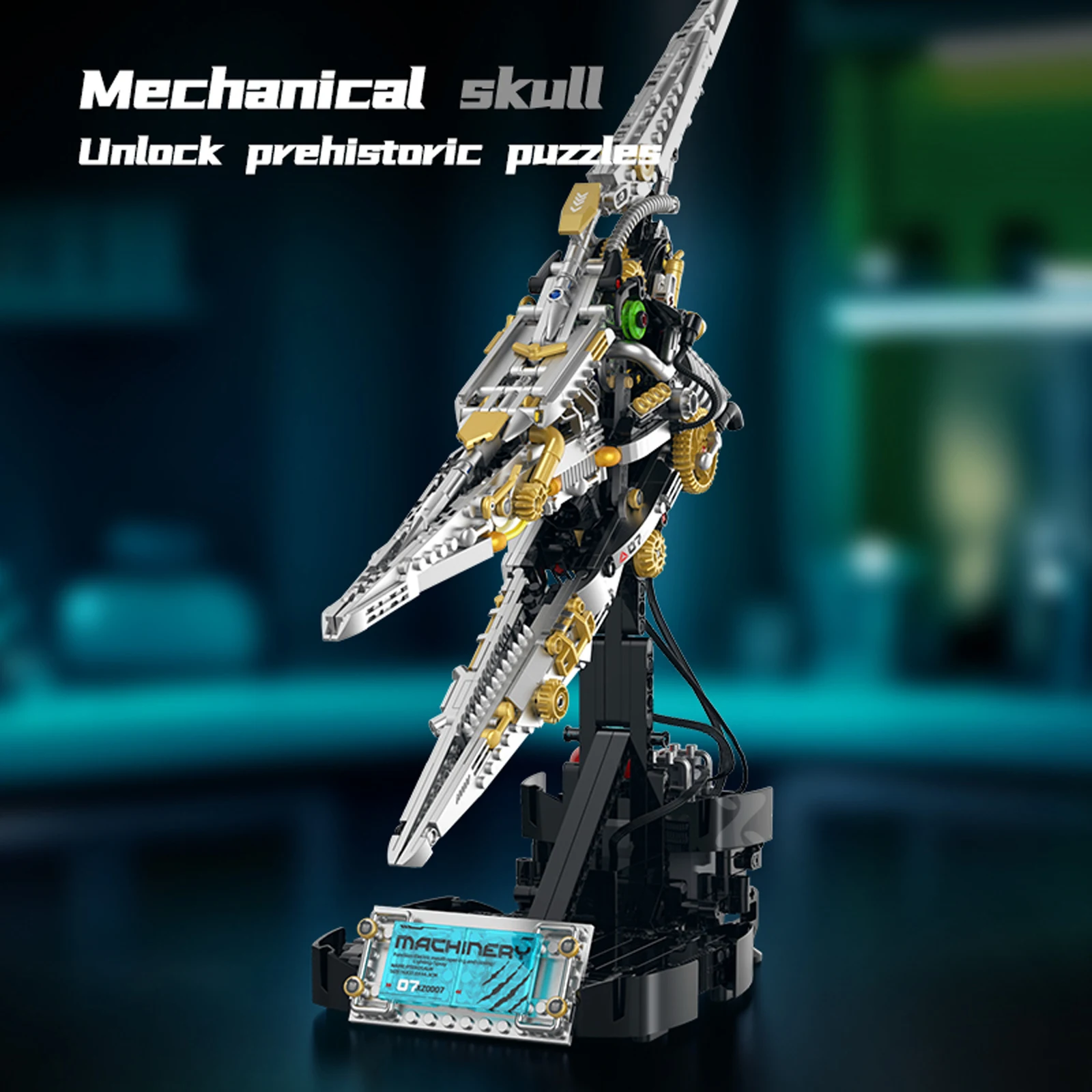 

888PCS Mechanical Pterosaur Skull Building Blocks Model Kit Small Particle Assembled Dinosaur Ornaments Toys Kid Gifts XZ0007