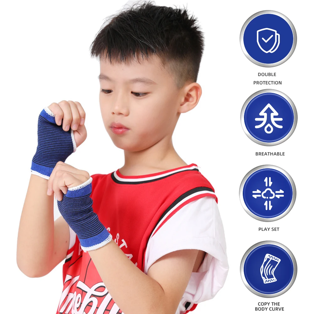 1Pair Wrist Brace Knitted Palm Compression Sleeve Children Youth Sports Hand Wrap for Kids Protection Immobilization Support