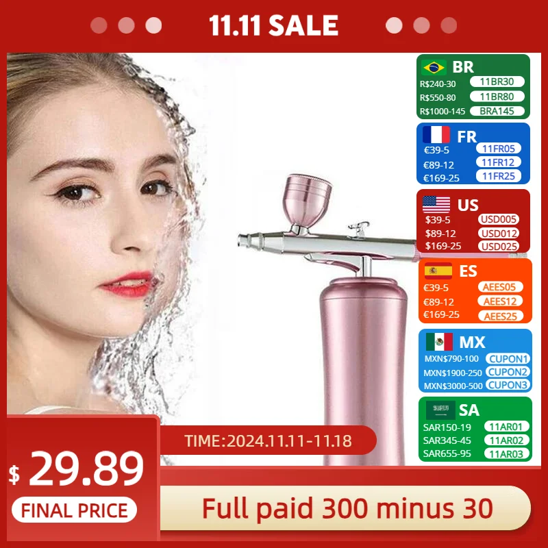 Oxygen Injector Moisturizing Beauty Machine Air Brush Sprayer Portable USB Charging High Pressure Water Oxygen Wireless Airbrush