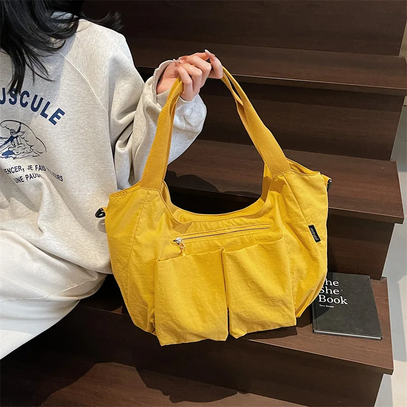 

1pc Canvas Women's Bag 2025 New Style Simple and Fashionable Large-capacity Single-shoulder Bag Tote Bag Dumpling Bag