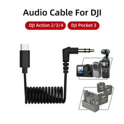 microphone adapter audio cable for DJI osmo action 6/5pro/oa4/3/2/pocket3 camera mic audio camera Accessory hifi noise reduction
