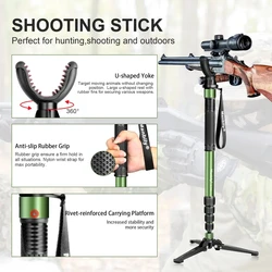 Aluminum outdoor tactics shooting stick portable bracket hunting telescopic stick V Shaped Rotating Yoke Tripod