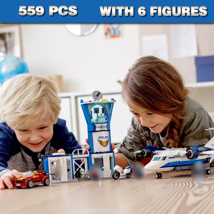 

424pcs City Cop Sky Diamond Heist Helicopter Armored Transporter Truck 68006 Building Block Toys Compatible With Model