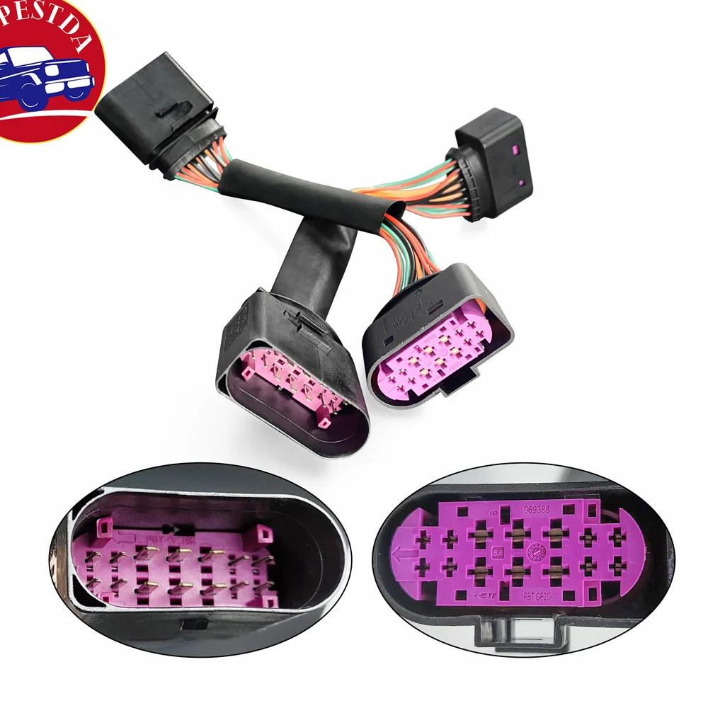 

2* Car HID Xenon Headlight 14pin female to 14Pin Male Connector Adapter Pigtail 1J0973737 1J0973837 with 20cm wire Plug and play