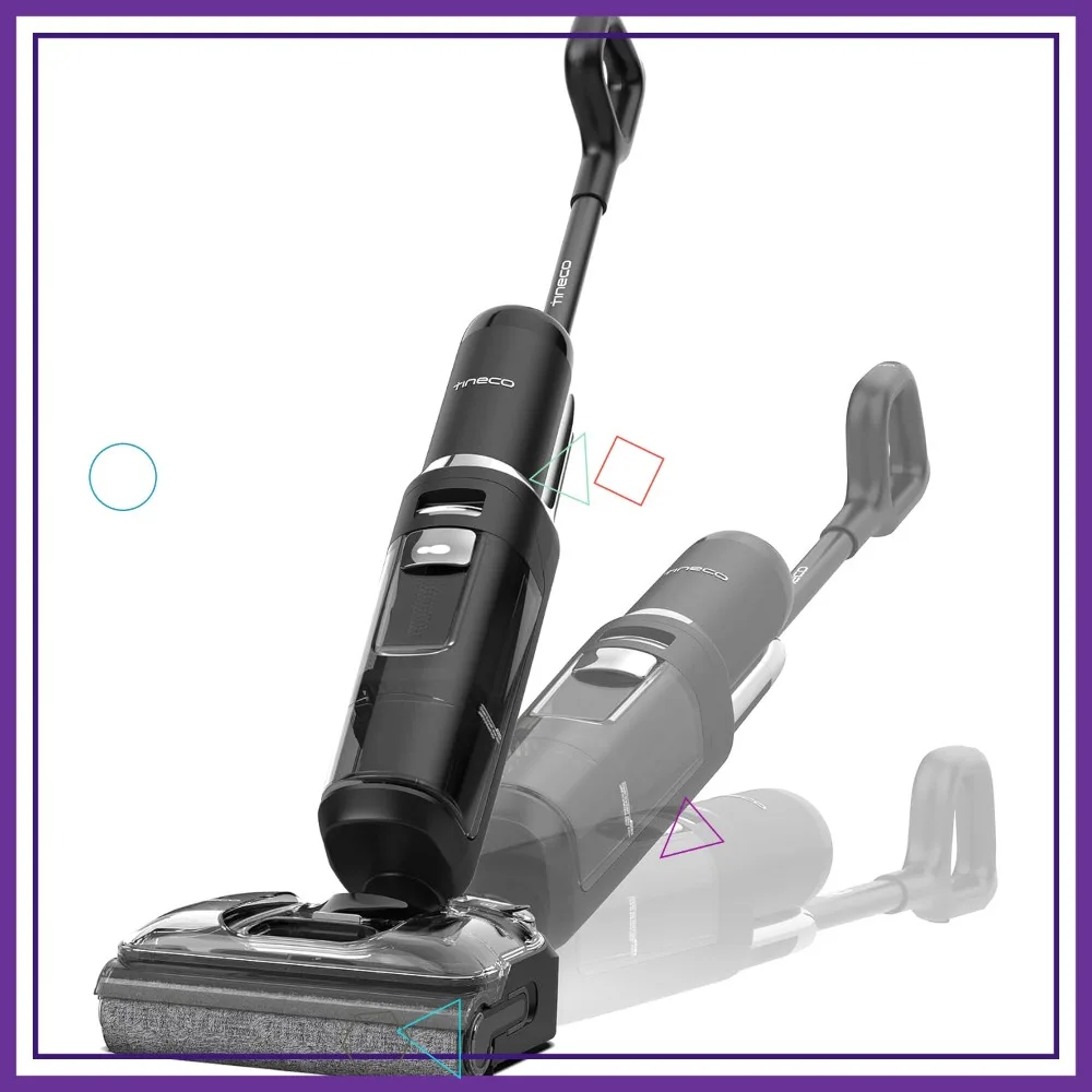 

Беспроводной пылесос для сухой и влажной уборки, 180 ° Раскладной шнур с защитой от спутывания, 50 минут работы, 185 ℉ Самоочистка, двусторонняя очистка краев