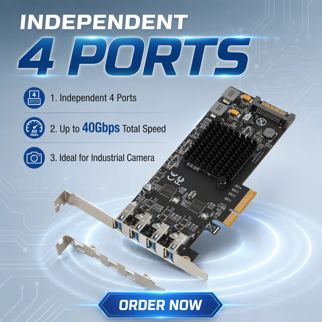 10Gbps Dedicated Bandwidth PCIe 3.0 X4 to 4 Port USB 3.2 Gen2 Controller Card, Dual ASM3142 Chipset USB Expansion Adapter PC