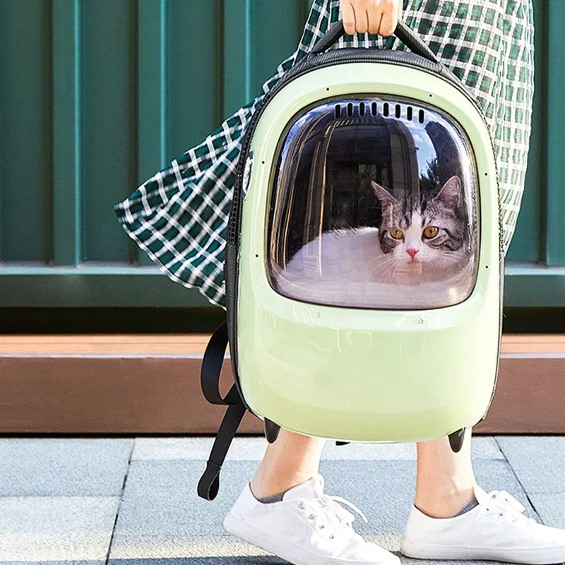 Bolsa de aire fresco para mascotas, bolsa portátil para salir, doble hombro, cápsula espacial de alta capacidad, baño para gatos, mochila para armas mágicas