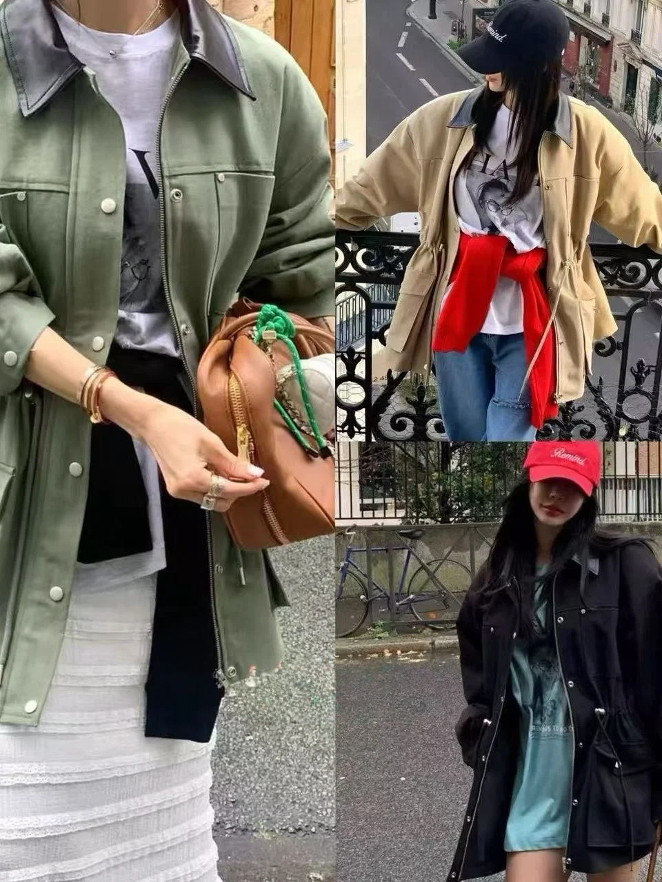 Koreańska kurtka wiatrówka damska Sle Color Blo na wiosnę i jesień, sztruksowa, z kołnierzem irt, z dużym krojem, efekt wyszczuplający.