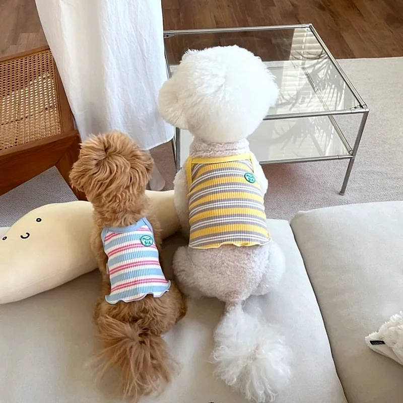 

Maltese Short Suspenders Pet Dog Summer Clothes Thin Teddy Breathable T-shirt Pomeranian Cute Striped Undershirt