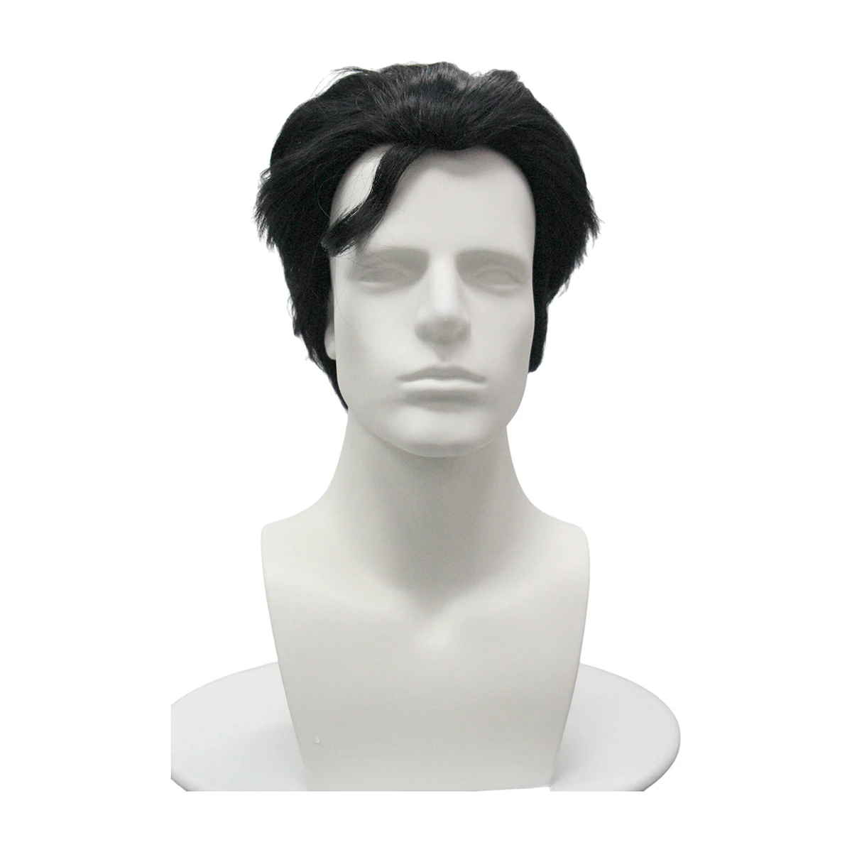 Black Short Male Wavy Synthetic Wig Unique Front Curl Gentleman Anime Cosplay Halloween Stage Party Character Costume