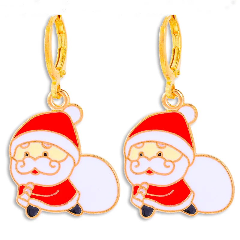 2026 جديد عصري لطيف الكرتون عيد الميلاد إسقاط أقراط المينا سانتا كلوز ثلج القمر معلقة هوب القرط مجوهرات للنساء #1