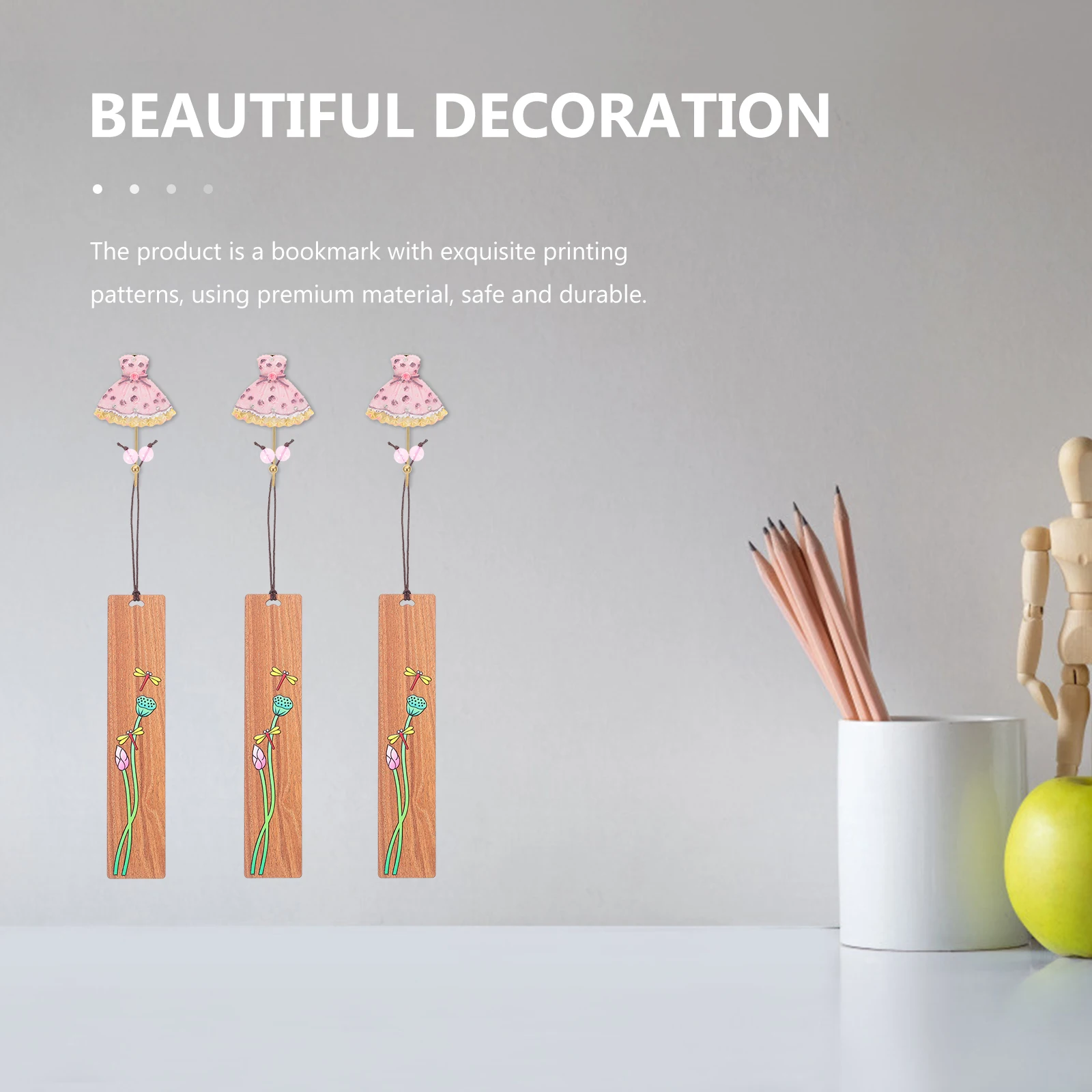 

Lotus Bookmark Wood Painted Bookmarker Creative Multipurpose Simple Lightweight Premium Bookmark for Study Student Gift