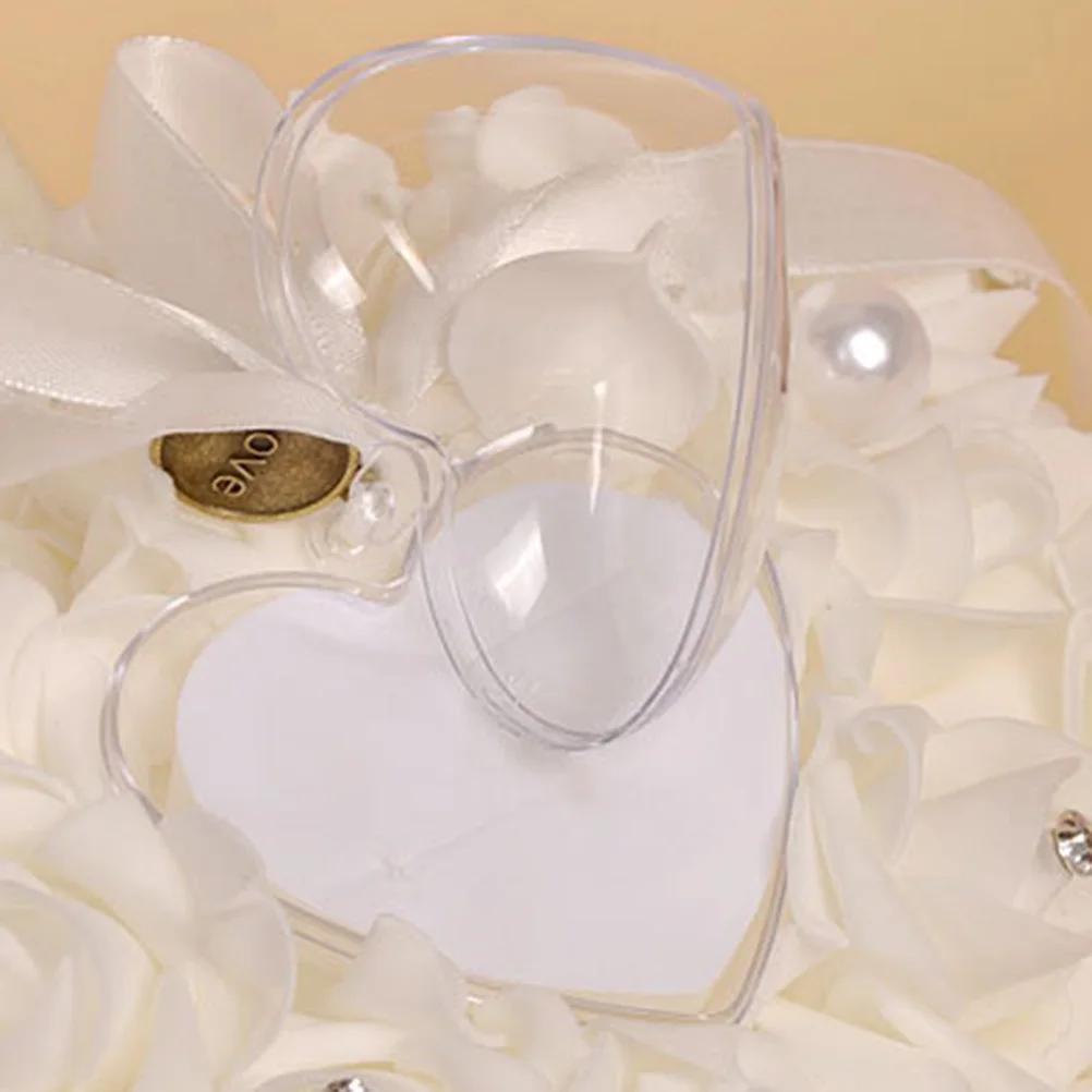 

Heart Shape Cake Ring Box Pe Ribbon Rhinestone Pearl Flower Wedding Ring Cushion Valentine Gift Bridal Party Decor
