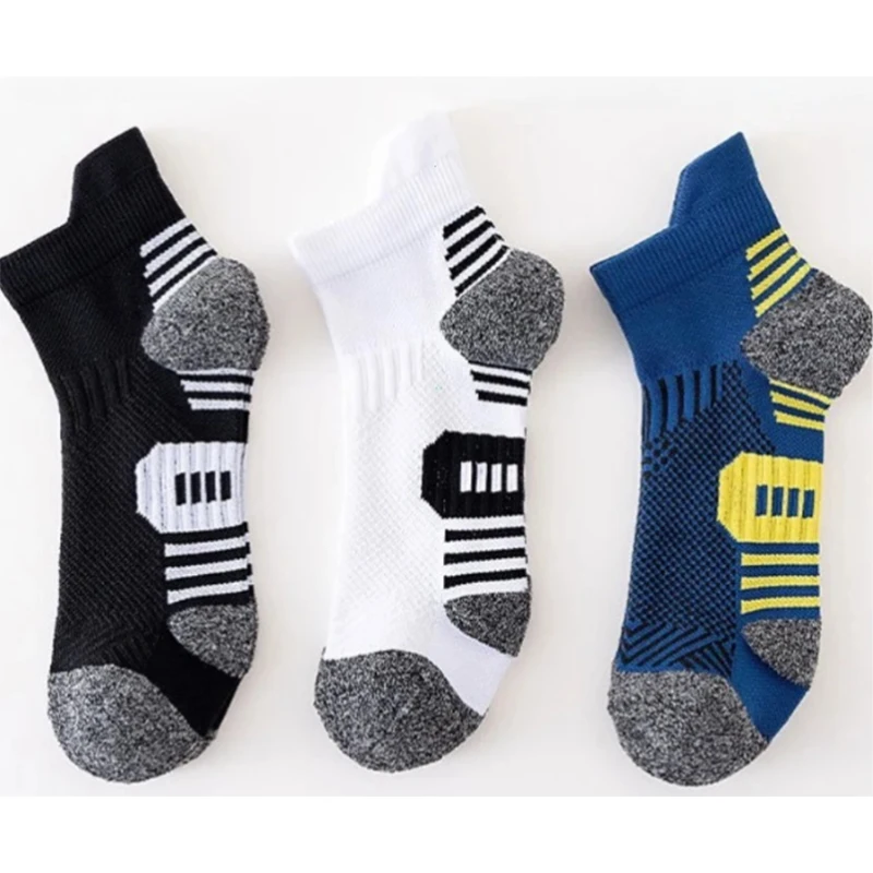 

3 Pairs Professional Marathon Running Socks Sport Ankle Sock Fitness Thickened Cushioned Tube Low Cut Boat Short Socks