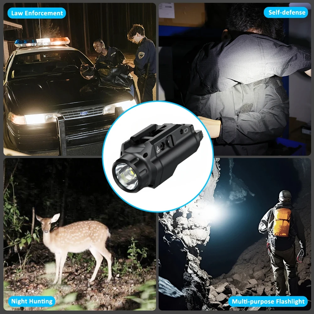 Linterna LED táctica portátil, 1000 lúmenes, HL-20, arma, luz estroboscópica, modo de 20MM, llaves de localización de riel, antorcha de caza al aire libre