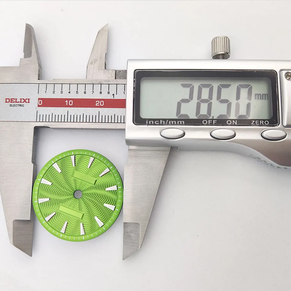 Nh35/miyota8215 dial 28.5mm mostrador de relógio rosca de aço inoxidável se encaixa no movimento nh35 miyota8215 acessórios de relógio de movimento