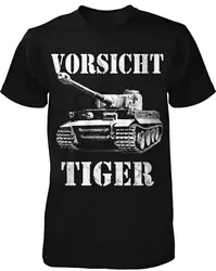 Vorsicht Tiger Panzer Tshirt Herrentag V1 Arme Bundeswehr Soldat Geschichte Men's 100% Cotton Casual Tshirt Loose Top Size S-3XL