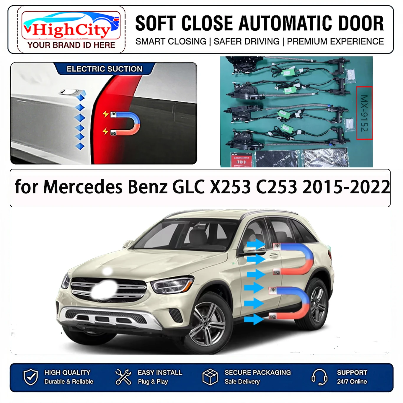 for Mercedes Benz GLC X253 C253 OEM Electric Suction Soft Close Door Kit Smart Anti Pinch Auto Cinch Latch System No Slam Silent