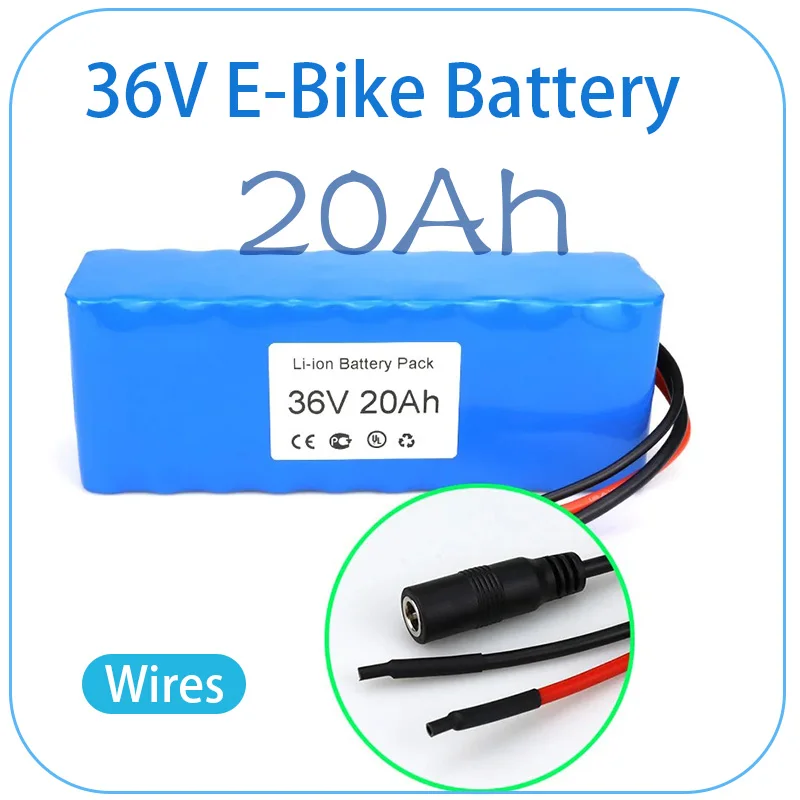 

Li-ion Battery 36V E-Bike Battery Pack 20Ah 10S3P battery pack, Wires + DC5521 Connector High Performance