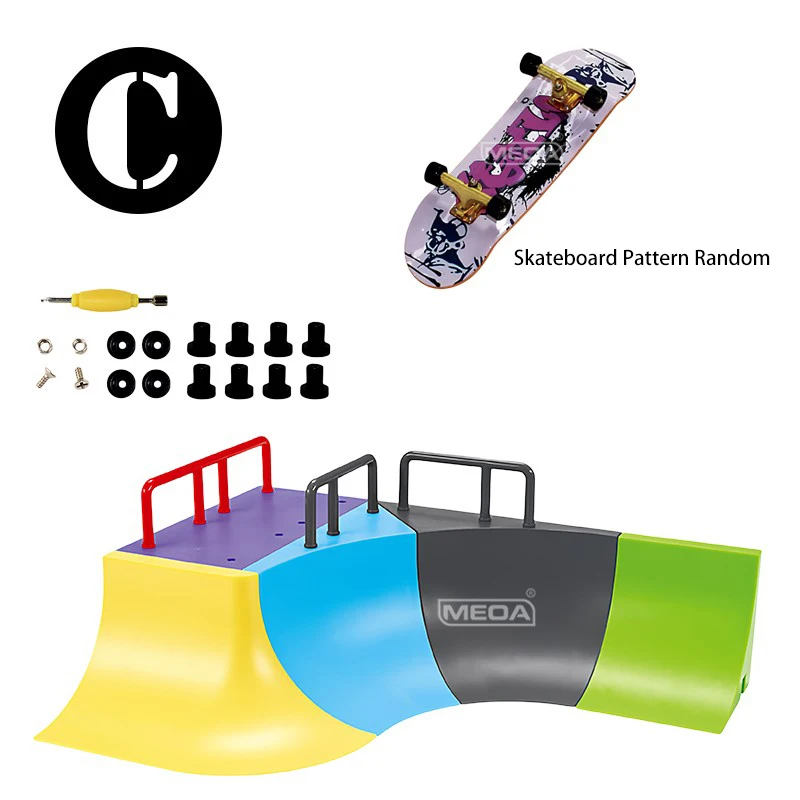 Skateboard con dita colorate a forma di bacino Fai da te Skate Park Ramp Venue Giocattoli combinati compatibili con le dimensioni di skateboard TECHDECK
