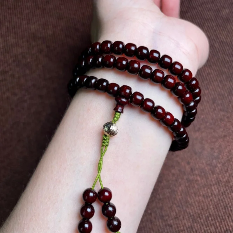 

High-quality authentic Indian small-leaf rosewood 5*6 Buddha beads, material, vintage style, 108-bead multi-loop prayer