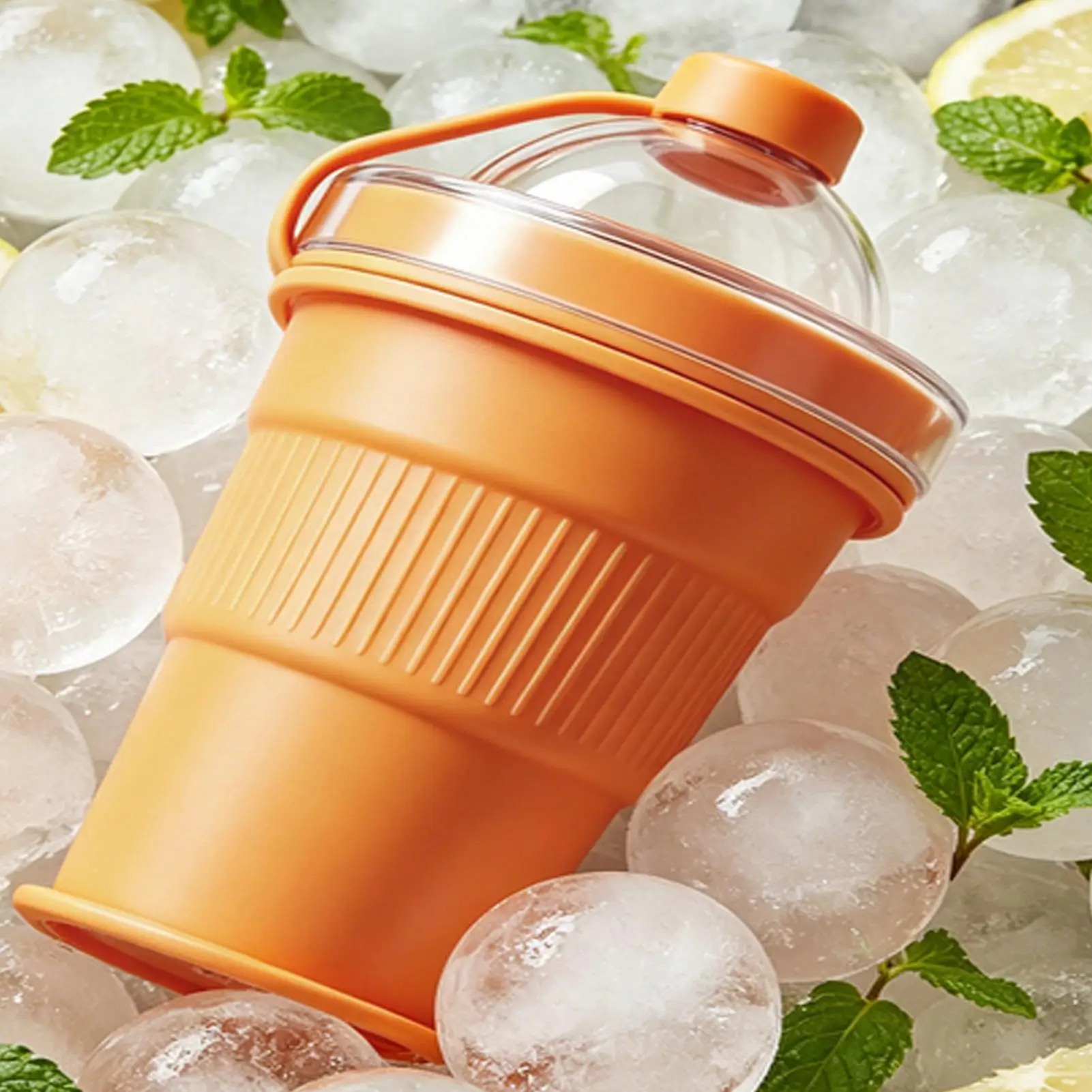 Zusammenklappbarer Wasserbecher mit Deckel, 325 ml, zusammenklappbarer Reise-Kaffeebecher aus Silikon für Saft, Wein, Getränke, Fitness, Camping, Strand