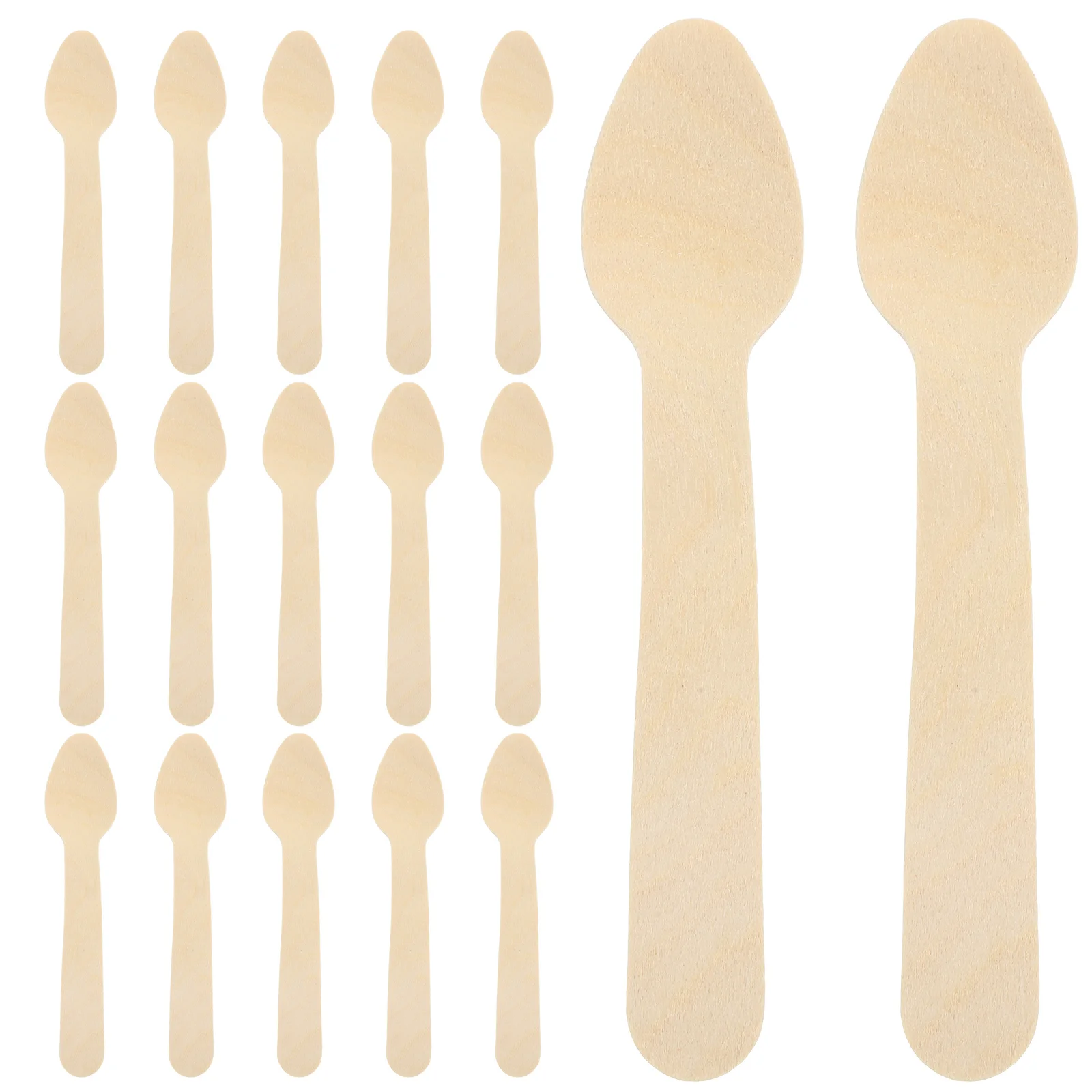 

100pcs Wooden Spoons Disposable Small Spoon For Ice Cream Dessert Cake Tasting Stirring Yogurt Mixing Serving Tools Kitchen Bar