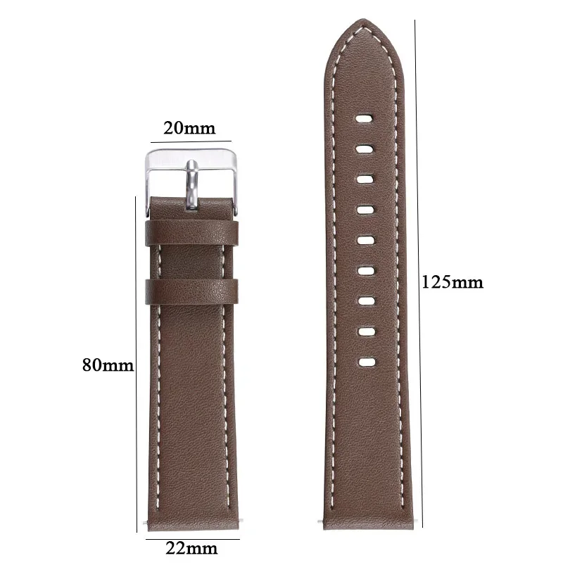 20mm 22mm Leather Watch Strap for Samsung Galaxy Watch 5 4 3/Classic for Huawei Watch GT3/2 2E Quick Release Sport Watch Band