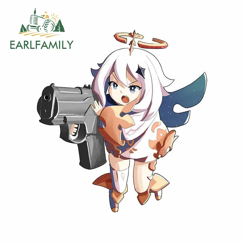 ملصق سيارة إبداعي من EARLFAMILY Genshin Impact Lumine Gun ملصق ثلاجة للزجاج الأمامي للدراجات النارية من الفينيل