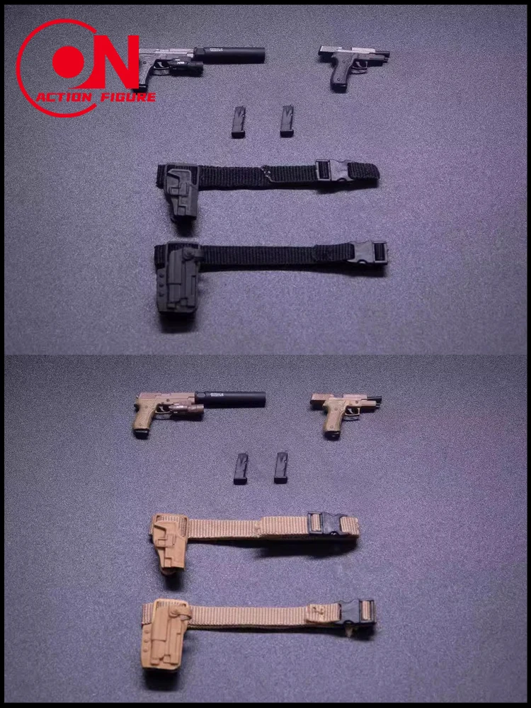 Hasuki 1/12 WM-02A/b soldado p226 pacote de acessórios de arma areia/pistola cinza prateada para modelo de figura de ação de 6 polegadas