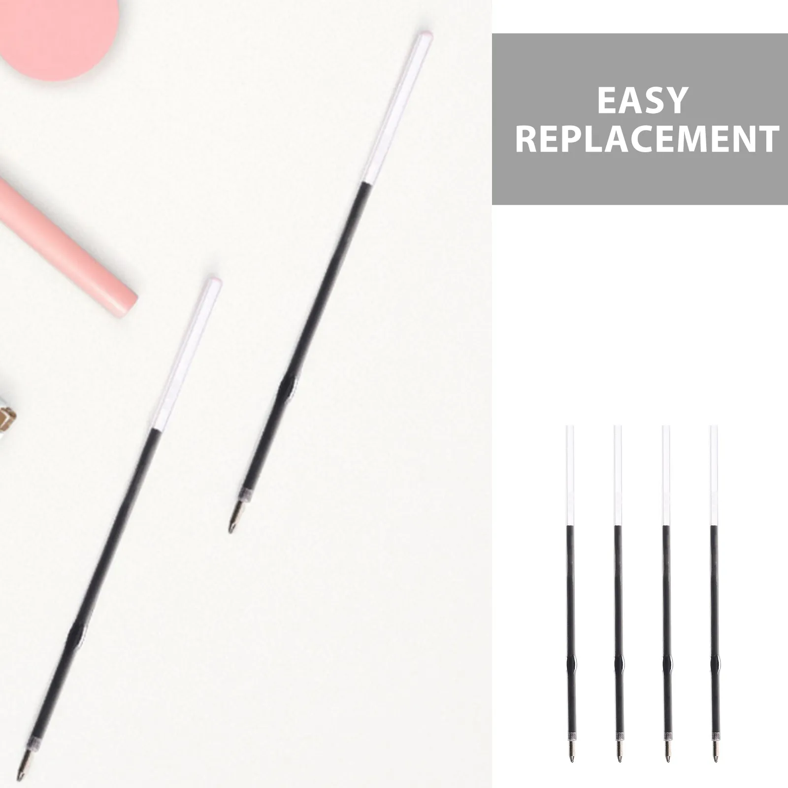 500Pcs Black Ballpoint Pen Refills 0.7mm Fade-Resistant Ink Refills Compatible with Most Standard Click Pens Office School