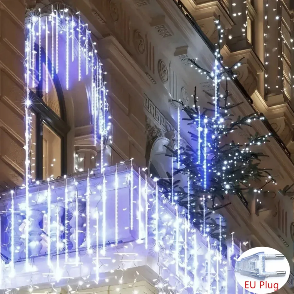 

8Tube EU Plug Christmas Lighting LED Meteor Shower Rain Street Garlands for Outdoor Garland Fairy Garden Lights Wedding