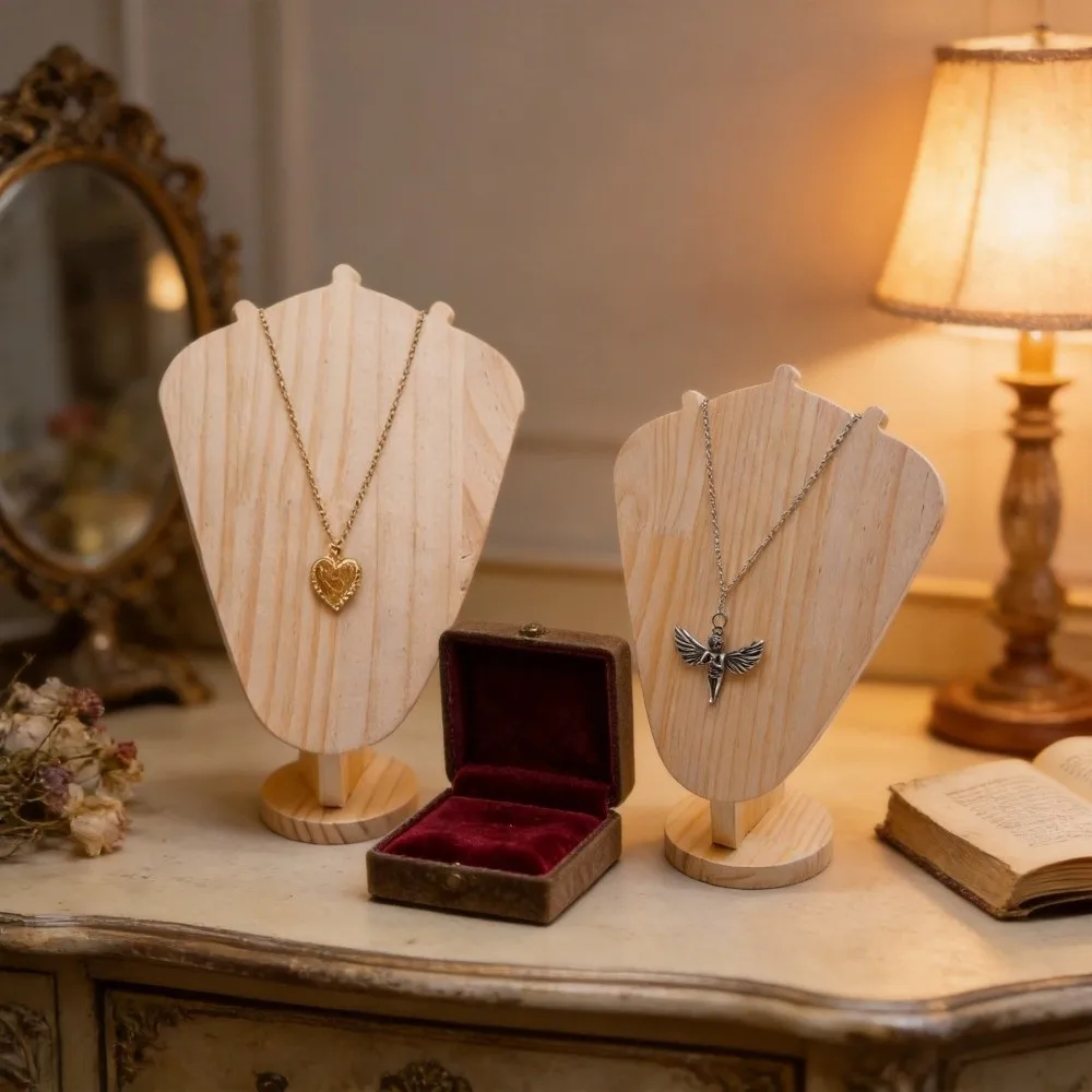 Durable Wooden Display Stand Stable Elegant Organizer Desktop Storage Jewelry Bust Holder Dresser Vanity Organization