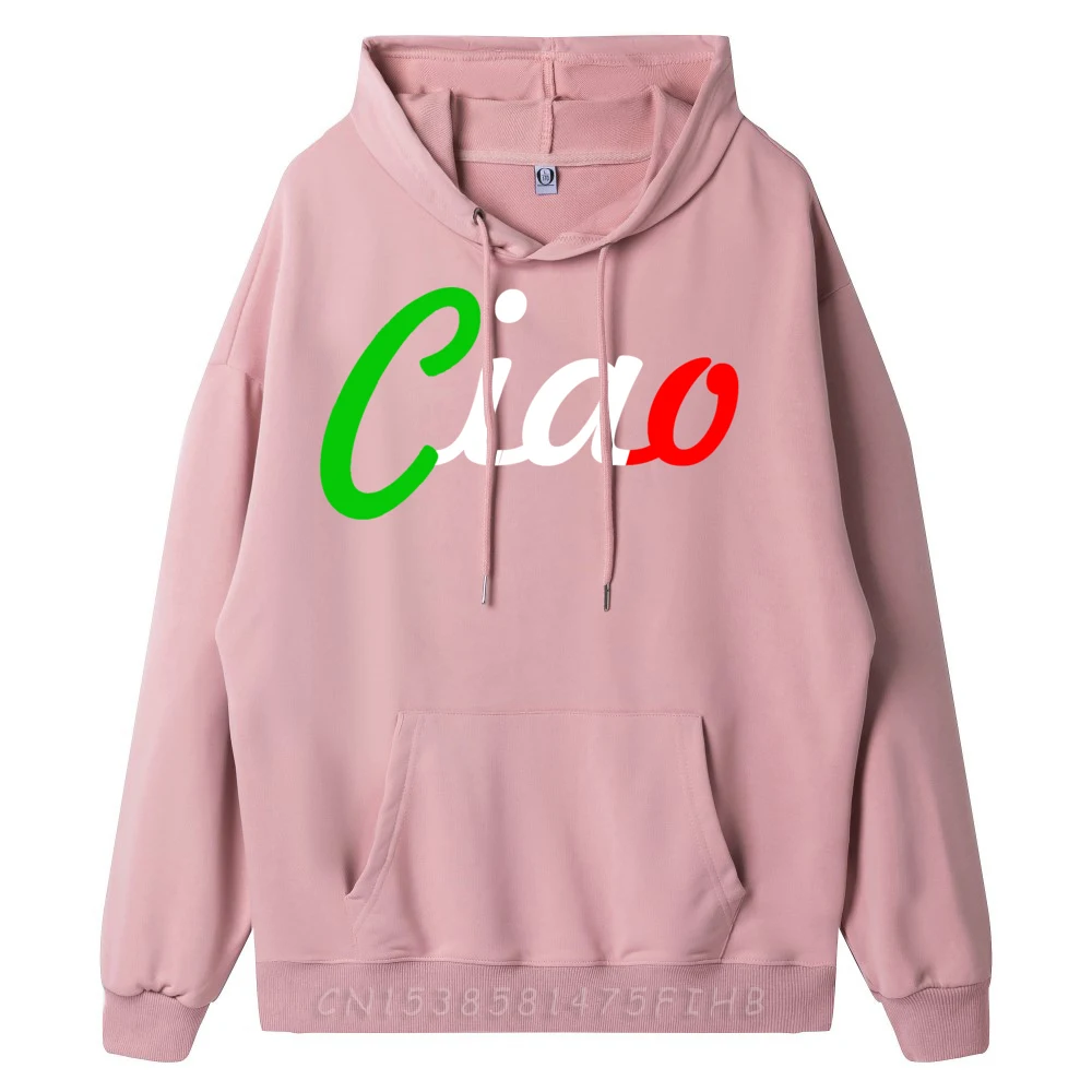 Family Long Sleeve Hoodies Christmas Round Neck Men's Hoodies Ciao Italian Greeting Italy Lover Family Hoodies Cute