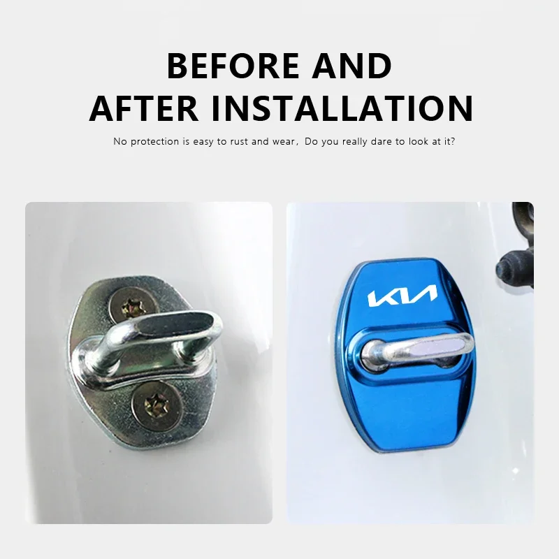 4 قطعة لكيا سبورتاج Seltos Ceed سورينتو كرنفال ريو بوريغو نيرو K9 المعادن قفل باب السيارة غطاء واقية مشبك غطاء ملصق