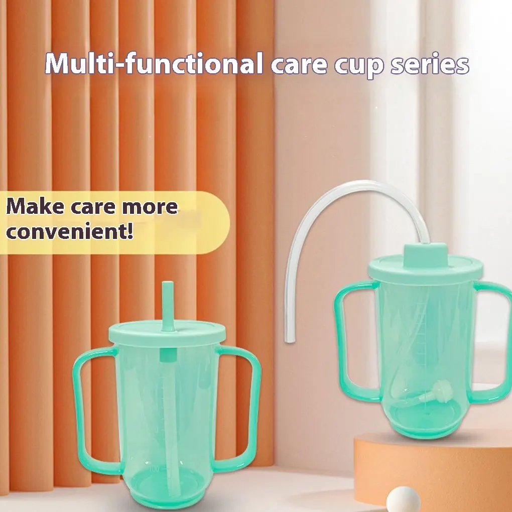 

350ml Drinking Assistant Bottle Liquid Food Cup For Elderly care cup No-Spill Cup Adult Plastic Straw Cup Bed Rest Care Cup