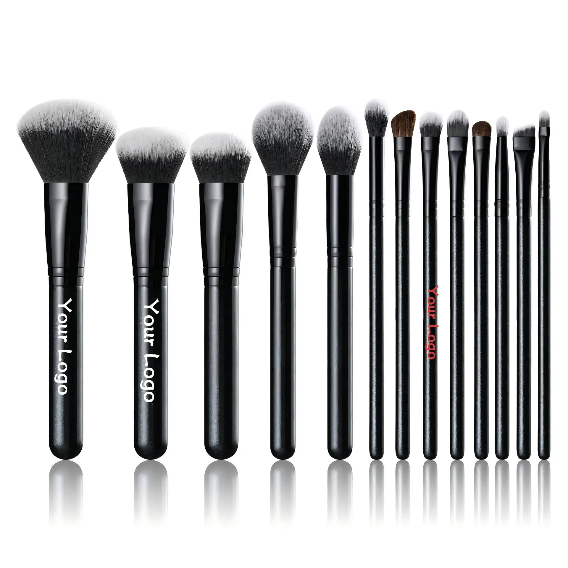 Makeup Brush Set Wholesale Professional Custom Logo Vegan Synthetic Face Concealer Powder Shadow Black Brushes High Quality 5set