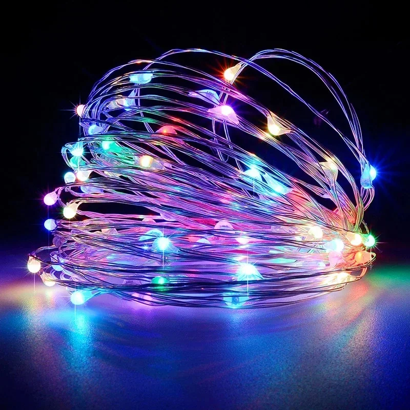 Guirxiété lumineuse dégradée à piles USB, décoration de chambre à coucher de mariage, fête du Nouvel An, guirxiété lumineuse en fil de cuivre de Noël, 5-30m