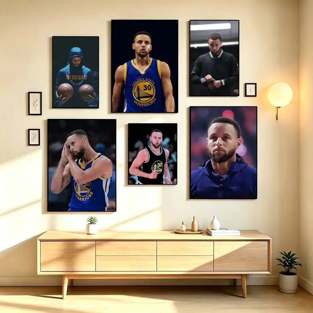 S-Stephen Curry Basketball Player Poster Waterproof Wall Art Sticker For Bar Living Room Vintage Decor High Quality Print Gift