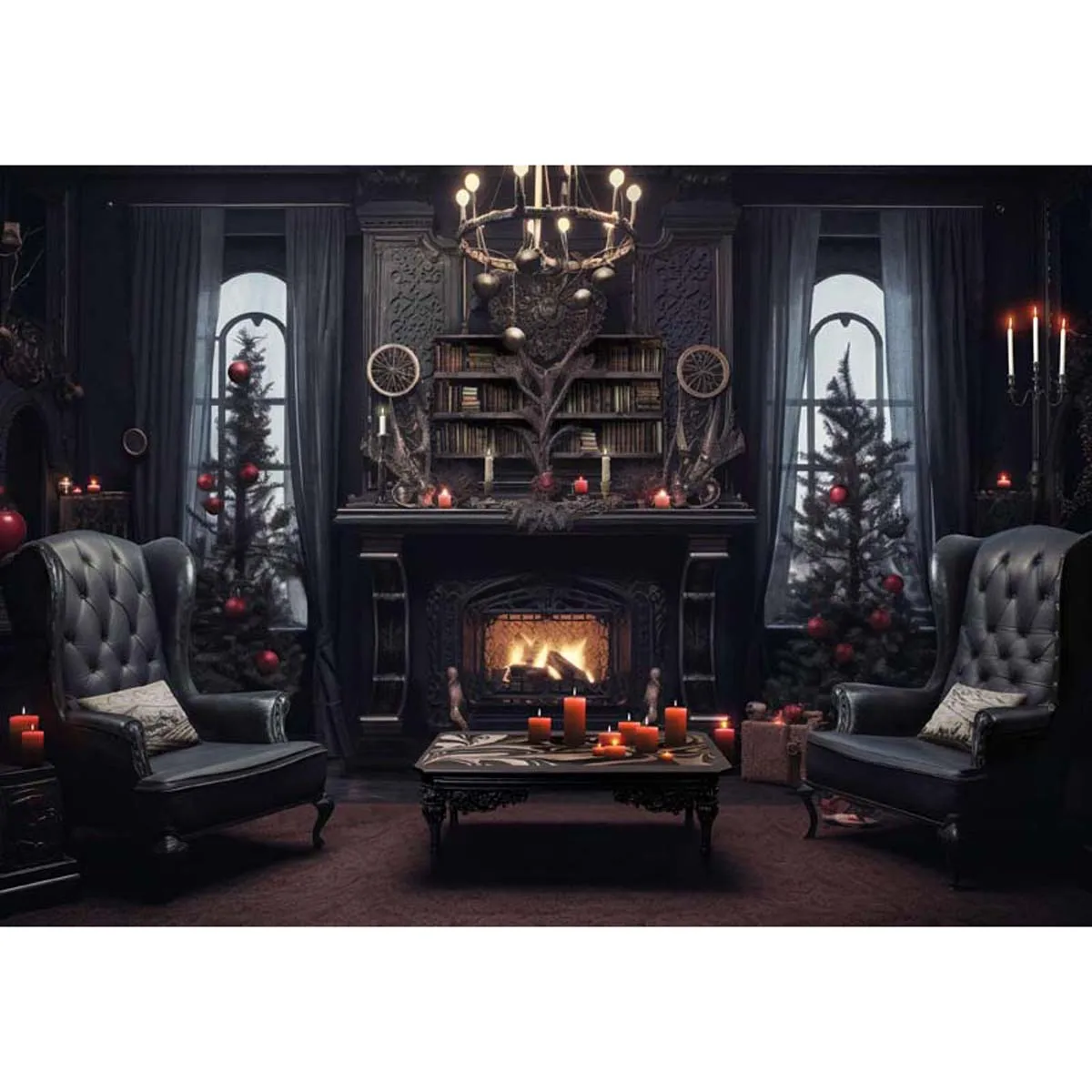 Allenjoy Dark Gothic Christmas Indoor Photography Backdrop