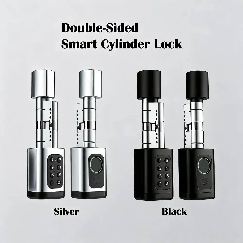 Tuya or TTLock Biometric Fingerprint Smart Cylinder Lock Adjustable Size Electronic Door Lock Core with Password & RFID Card