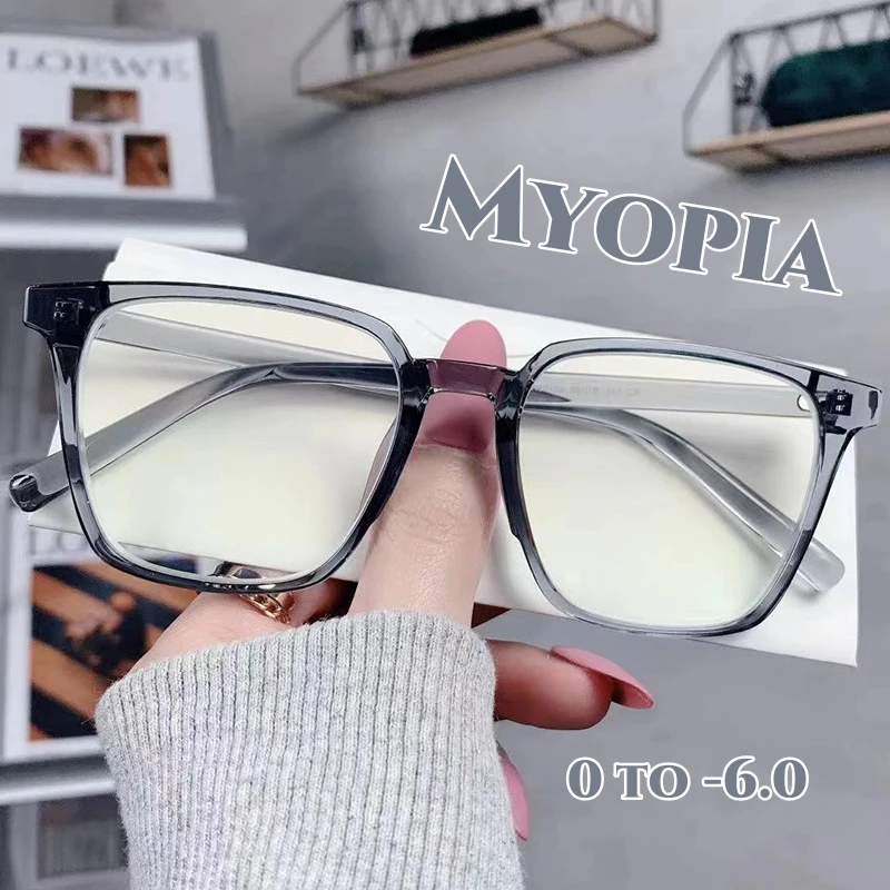 

Retro Square TR90 Frame Myopia Finished Glasses Ultralight Anti-blue Light Near Sight Glasses Optical Spectacle Eyeglass