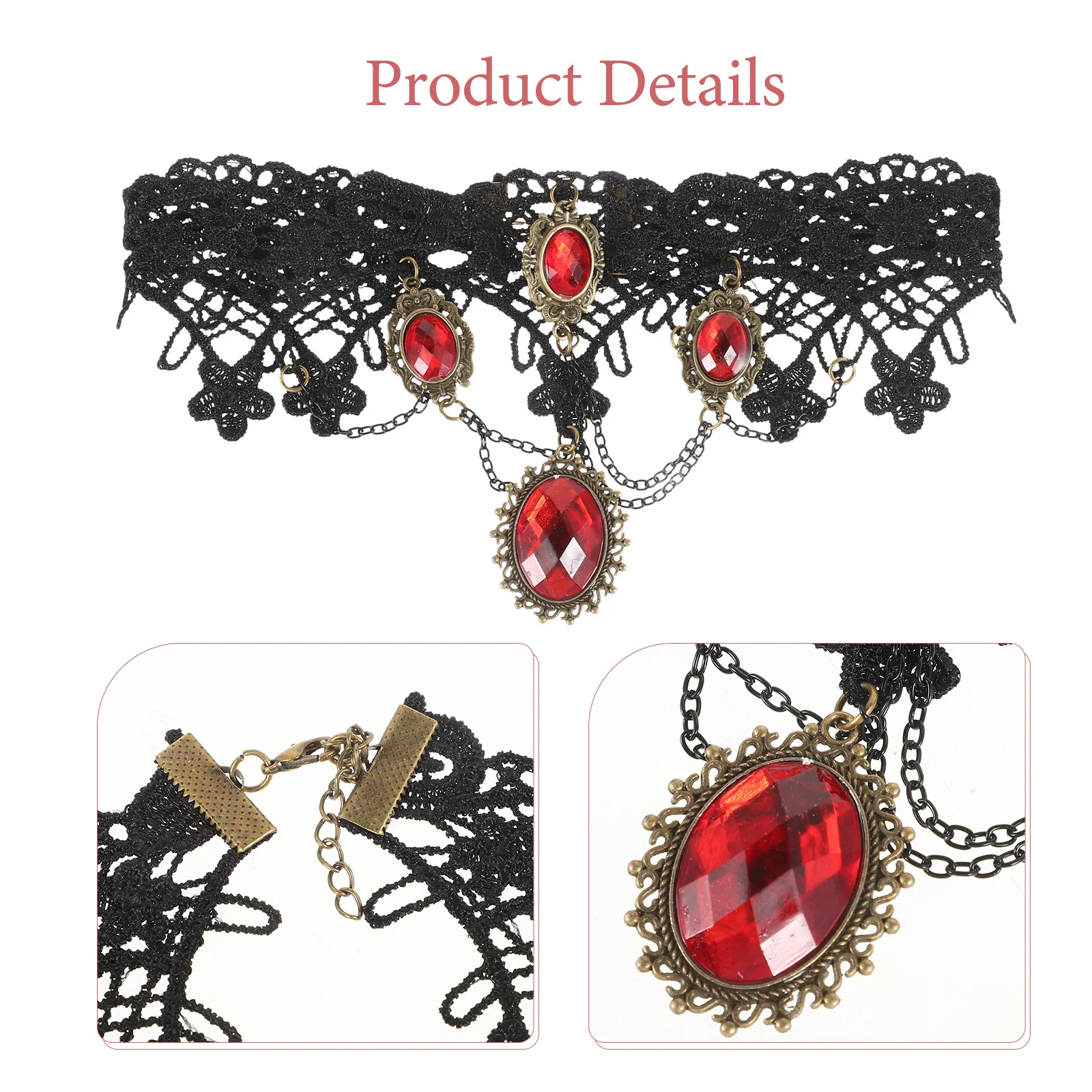 Collana girocollo per donna Cosplay decorativo Goth Nero Halloween Vesti regolabile