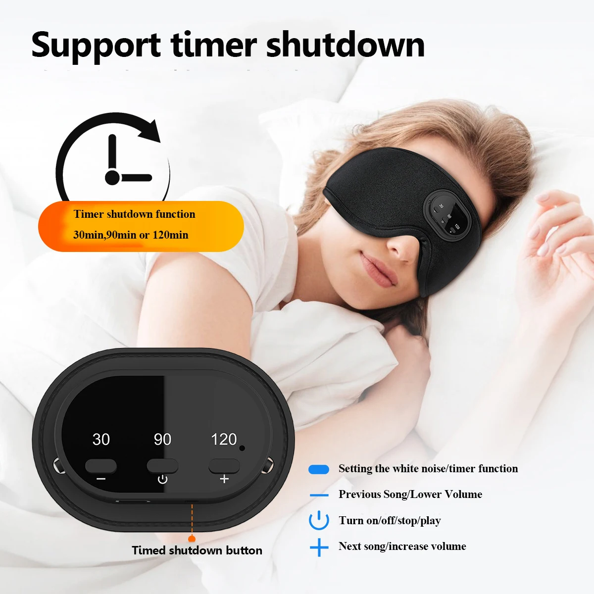 Bluetooth 5.3 Sleeping Headphone 3D Wireless Breathable Music Eye Mask White Noise Headset Handsfree Call Earphone Timed Shutdow