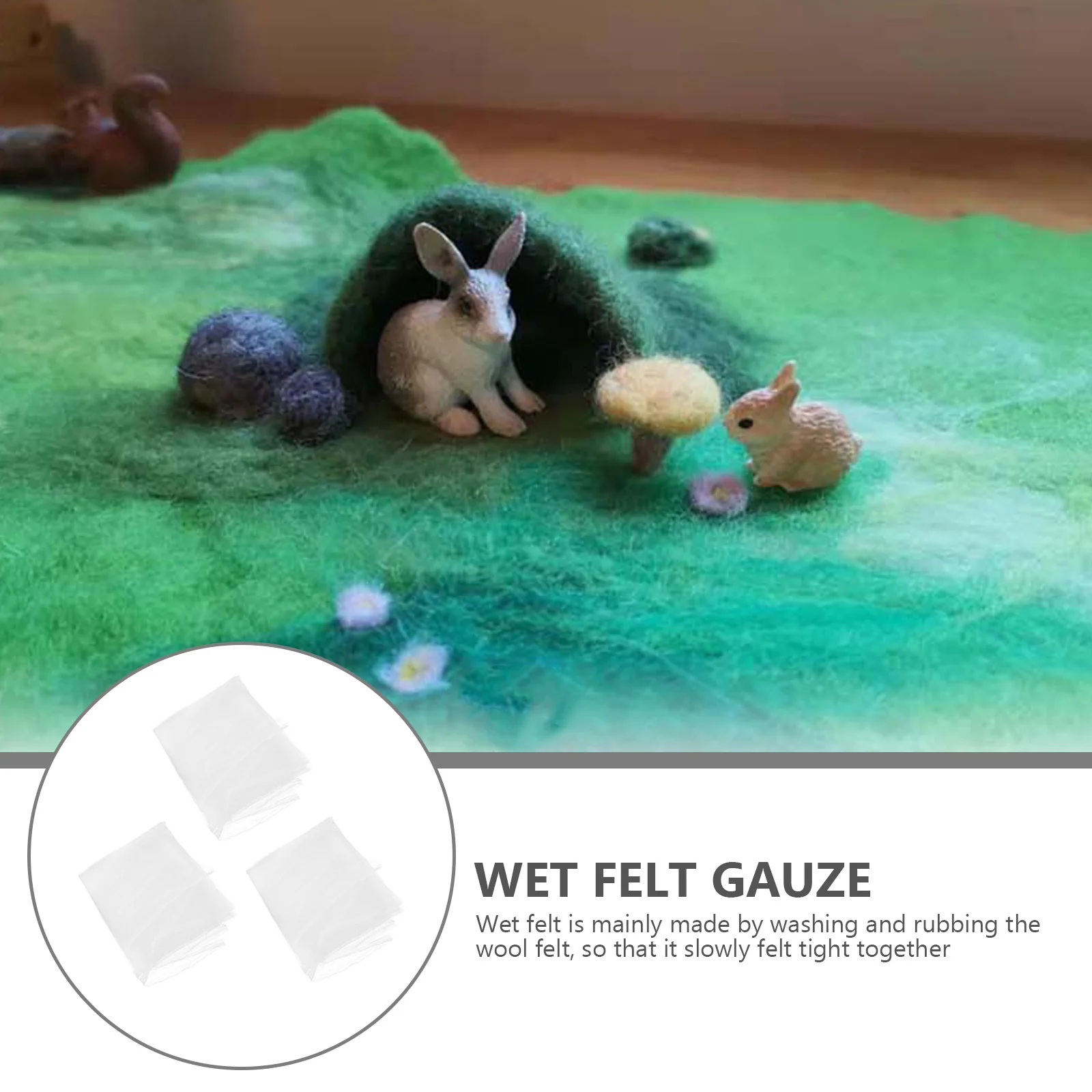 

3Pcs Wool Felt Gauze Wet Mat DIY Needle Felting Tool for Craft Projects Wool Felting Supplies Wet Gauze Felt Accessories