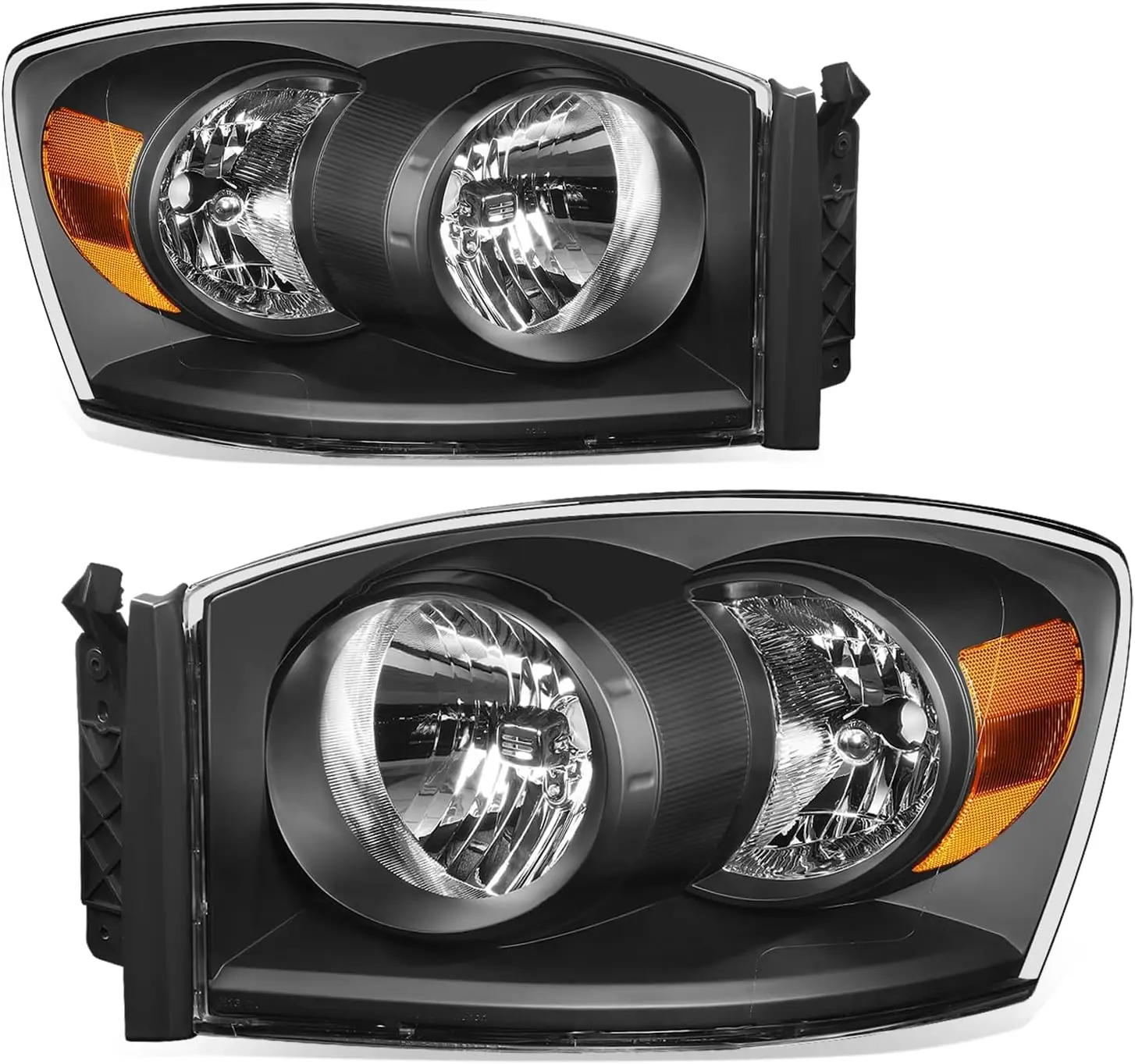 

Headlights Assembly Compatible with 2006 2007 2008 2009 Dodge Ram 1500 2500 3500, Driver and Passenger Side Halogen Headlamps Re